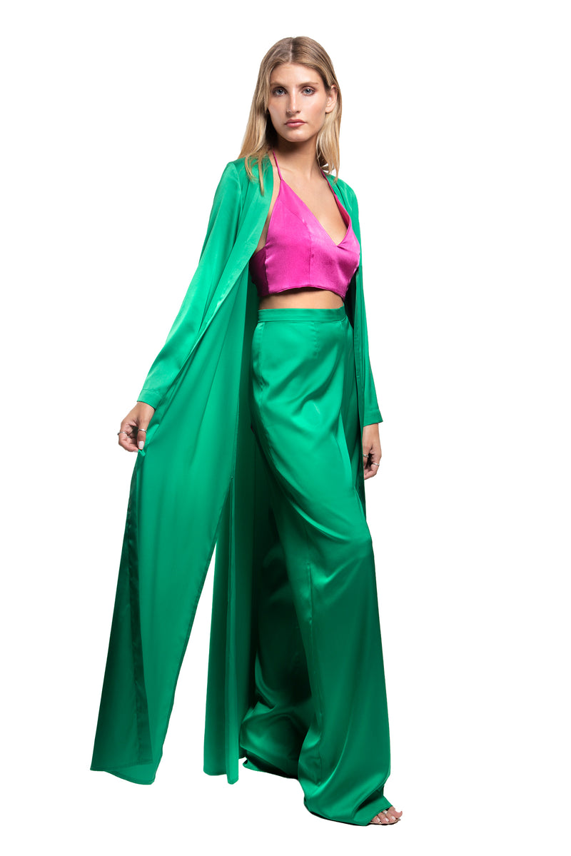 Kimono Sedoso Verde Esmeralda