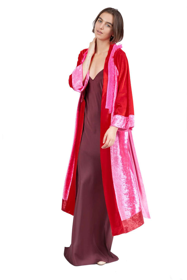 Red Pink Velvet Kimono 