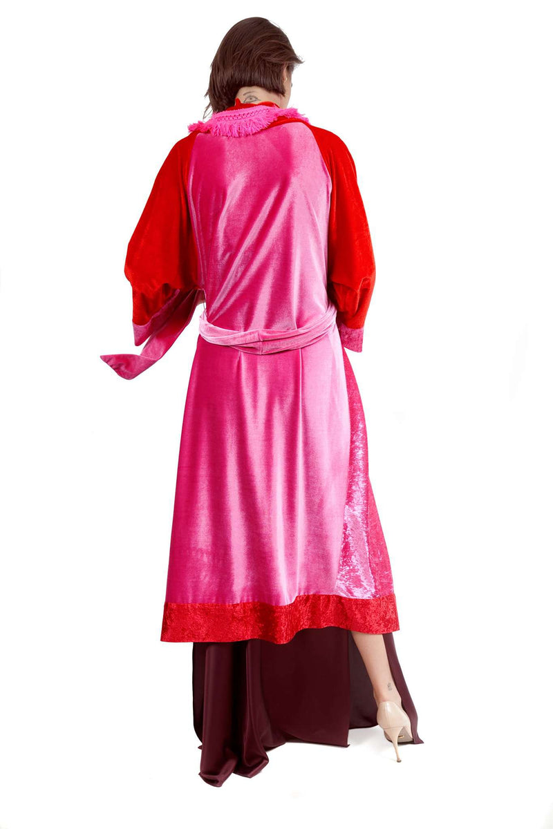 Kimono Terciopelo Rojo Rosado