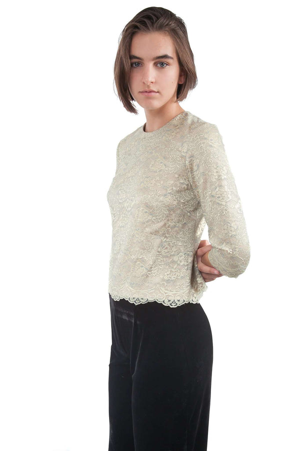 3/4 Sleeves Lace  Gold Blouse