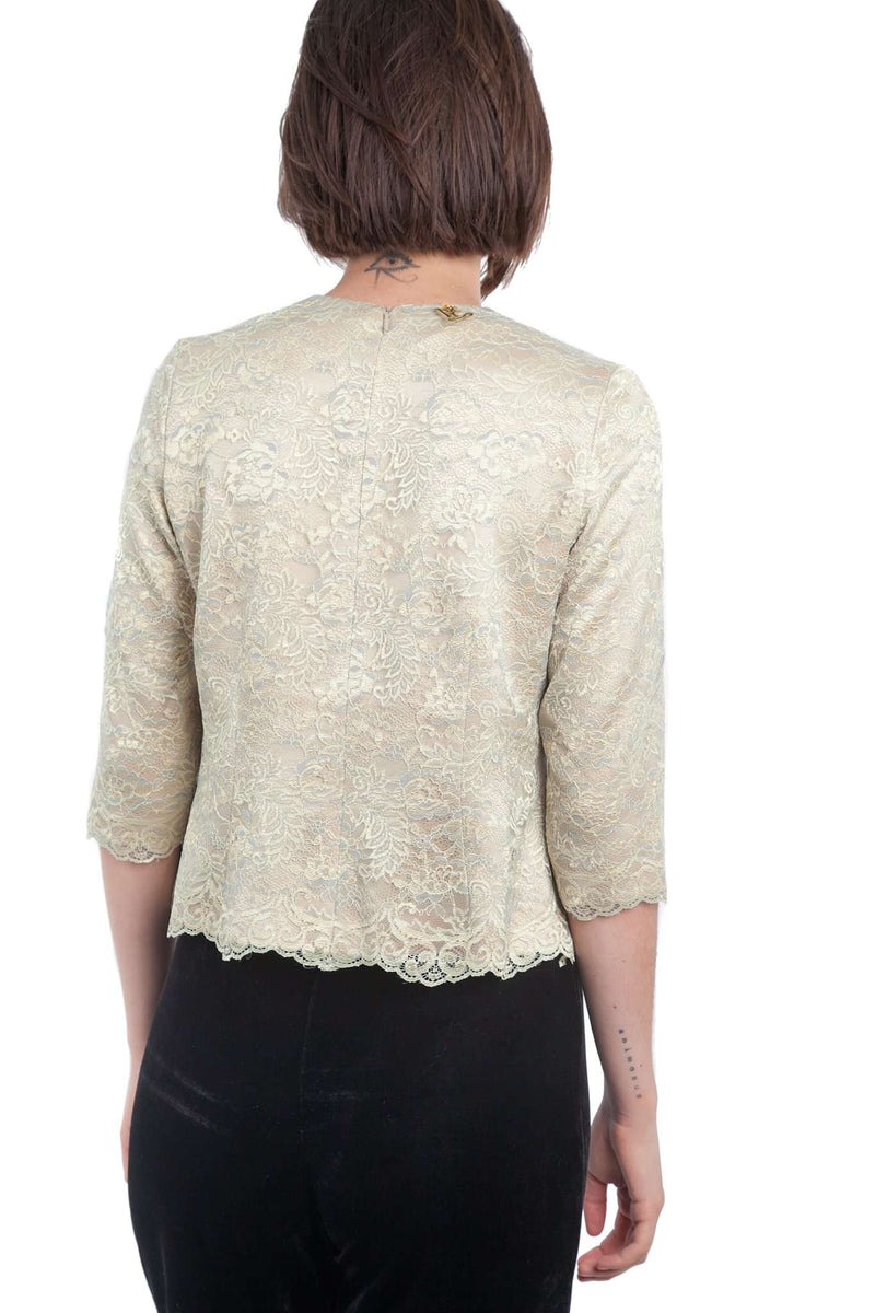 3/4 Sleeves Lace  Gold Blouse