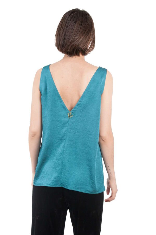 Turquoise Wide Straps Blouse