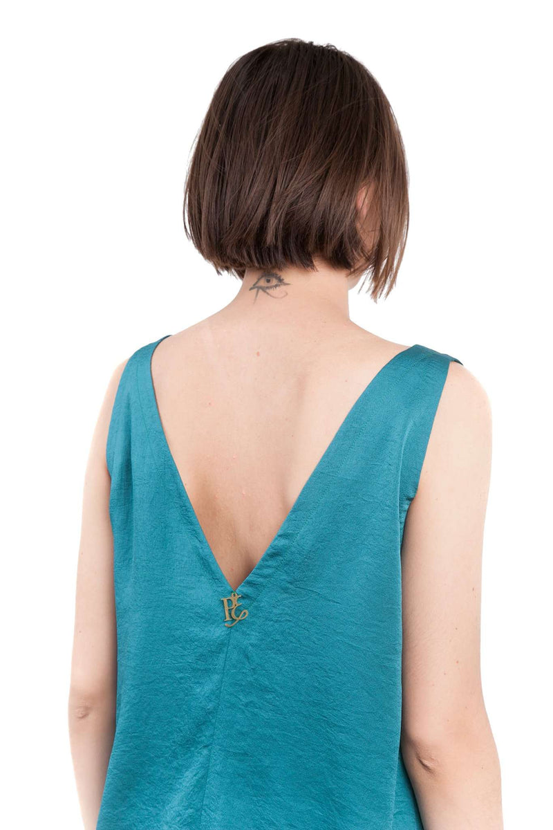 Turquoise Wide Straps Blouse