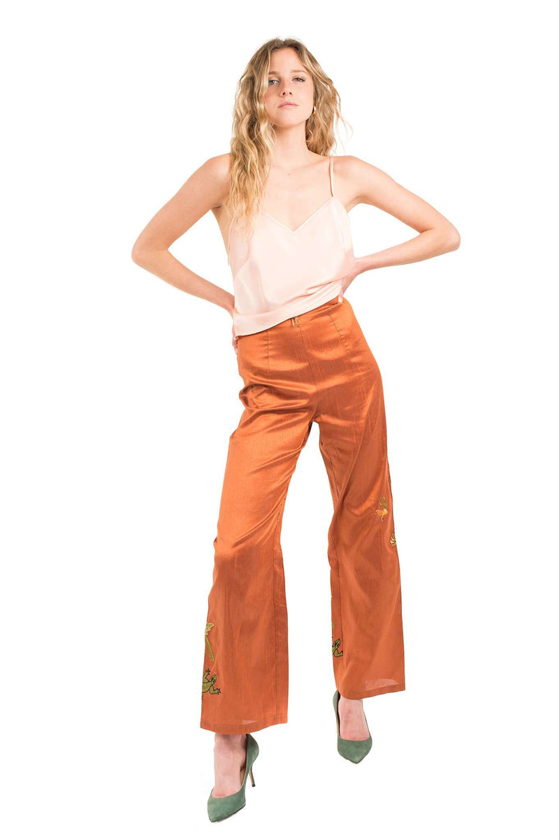 Copper Orange Embroidery Pants 