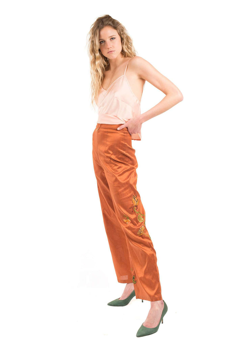 Copper Orange Embroidery Pants 