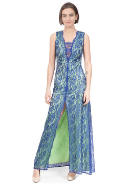 Blue Pistachio Long Lace Dress 
