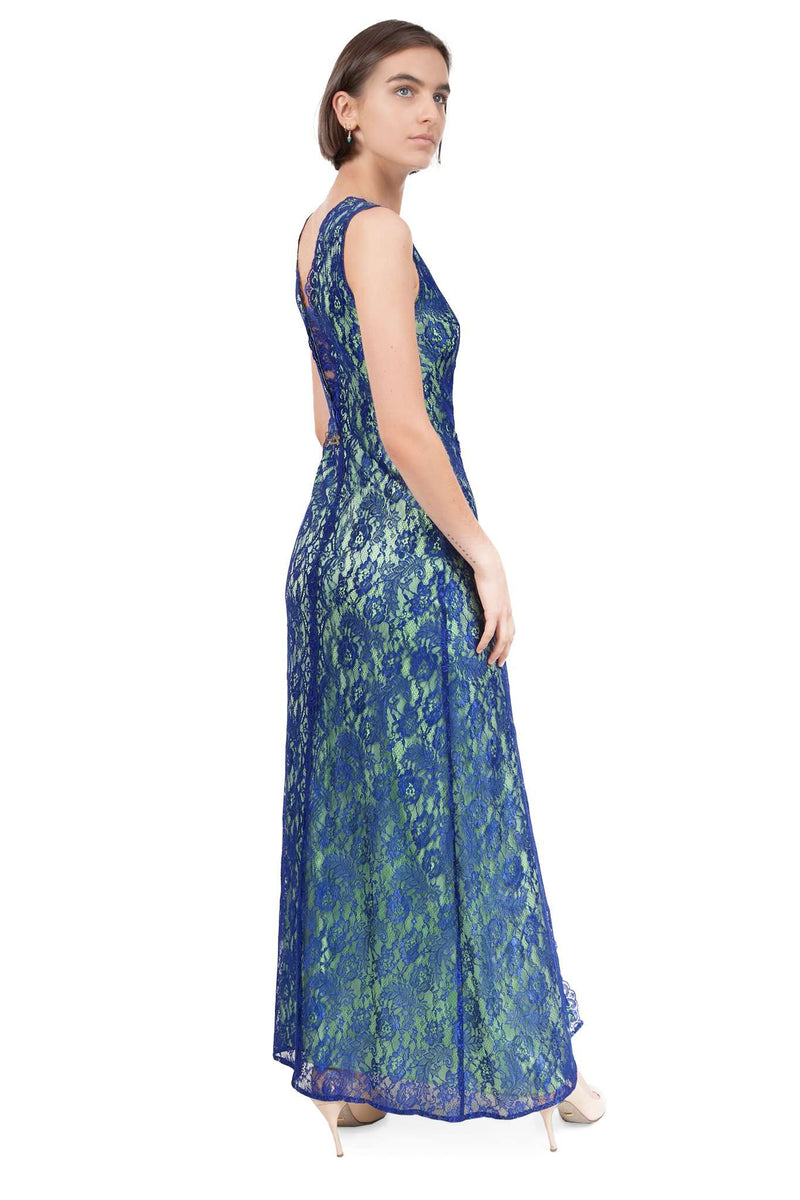 Blue Pistachio Long Lace Dress 