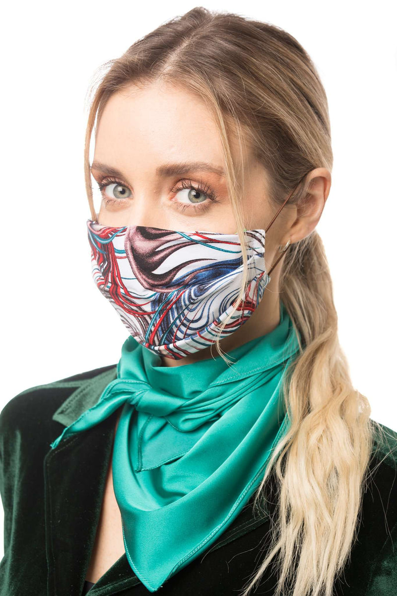 White Blue Red Green Draws Background Print Mask 